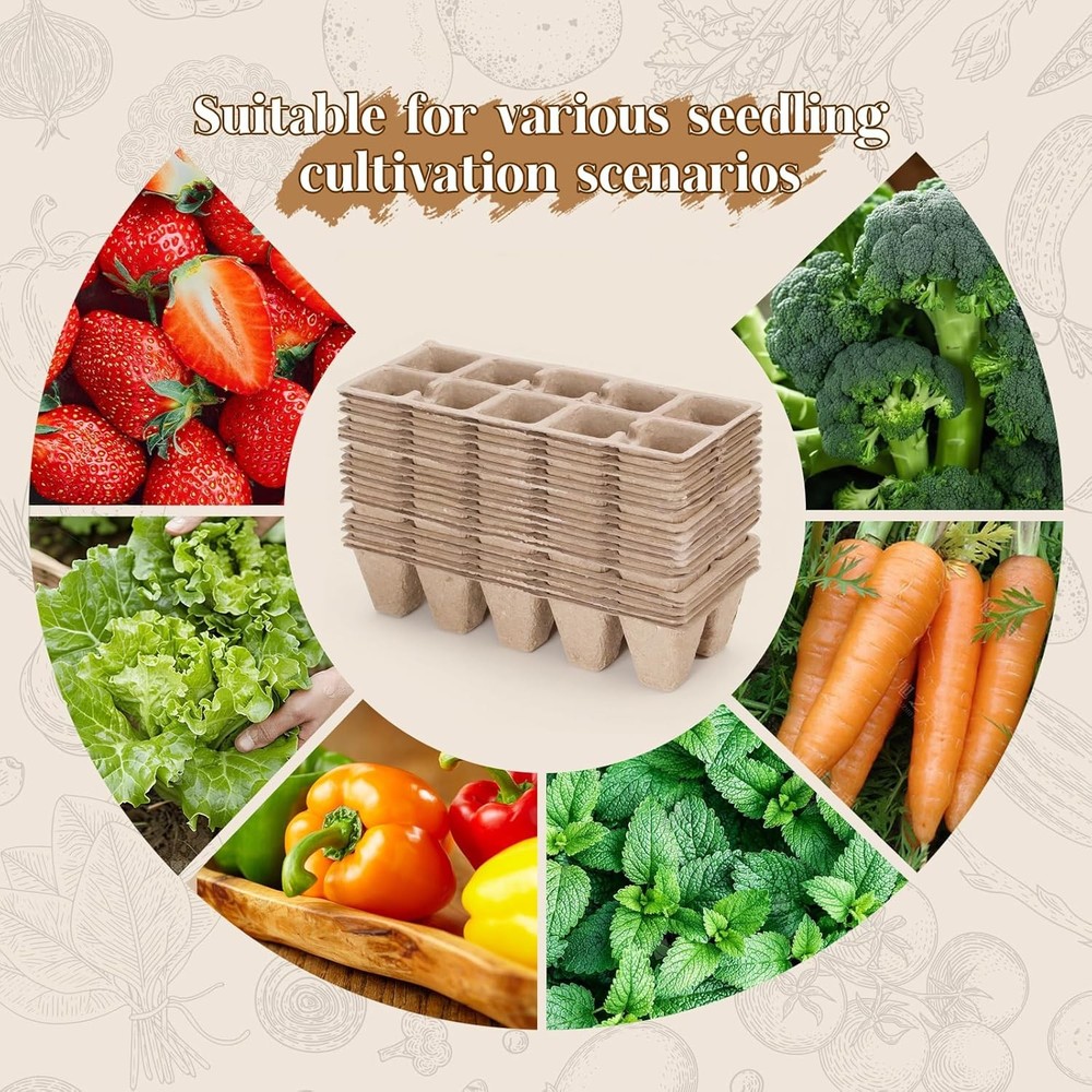 200-Cell Seed Starter Tray & 20 Biodegradable Peat Pots for Seedlings