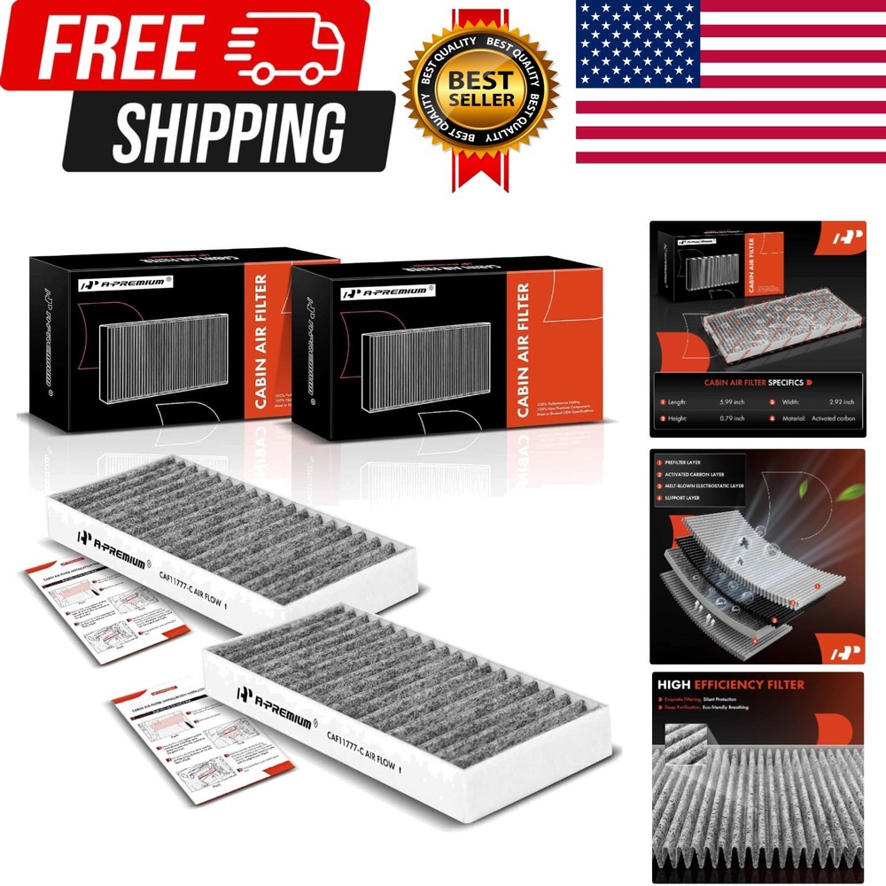 2-PC Cabin Air Filter with Activated Carbon Compatible with Jeep Models -