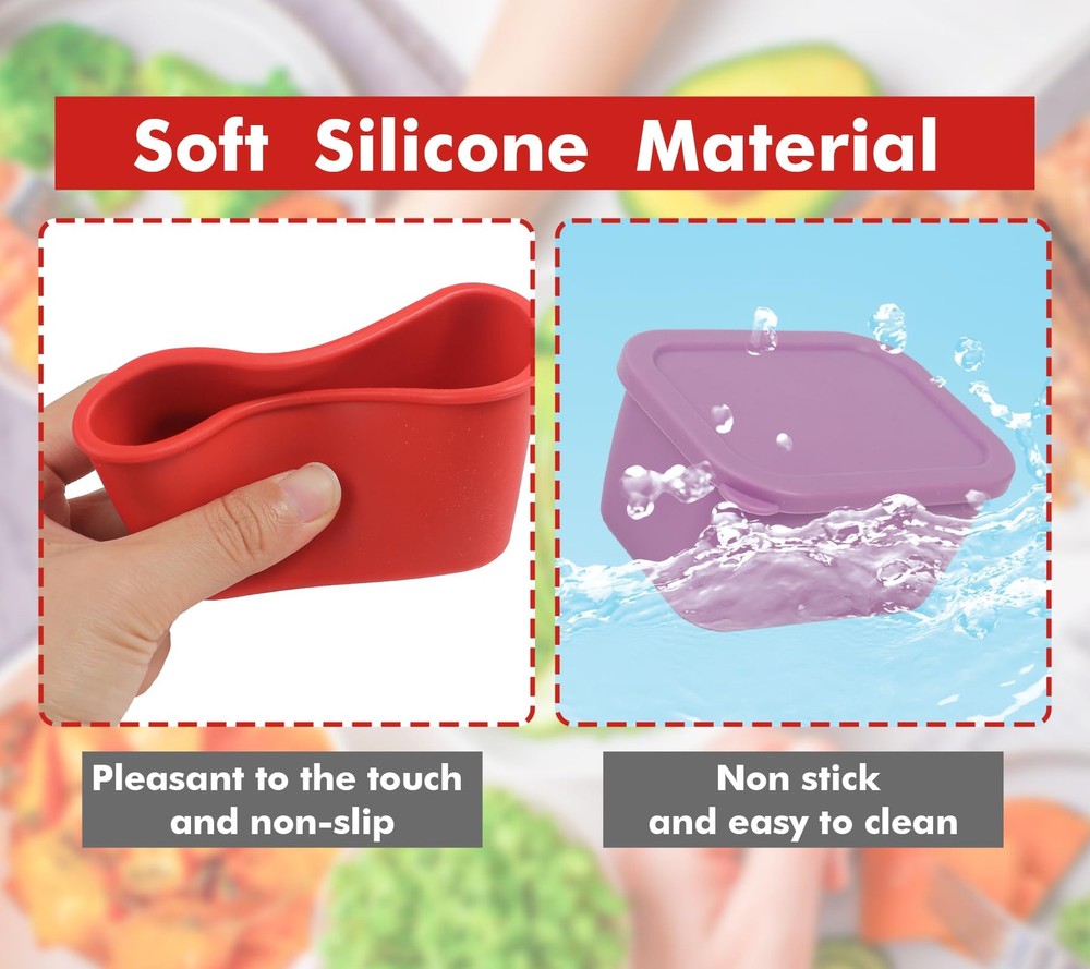 KOLUTI 3 Pack Silicone Small Snack Container, 6 OZ Stackable Puree Sauce...