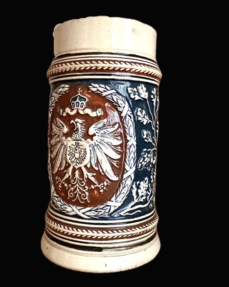 Imperial German Stoneware Beer Stein with Double