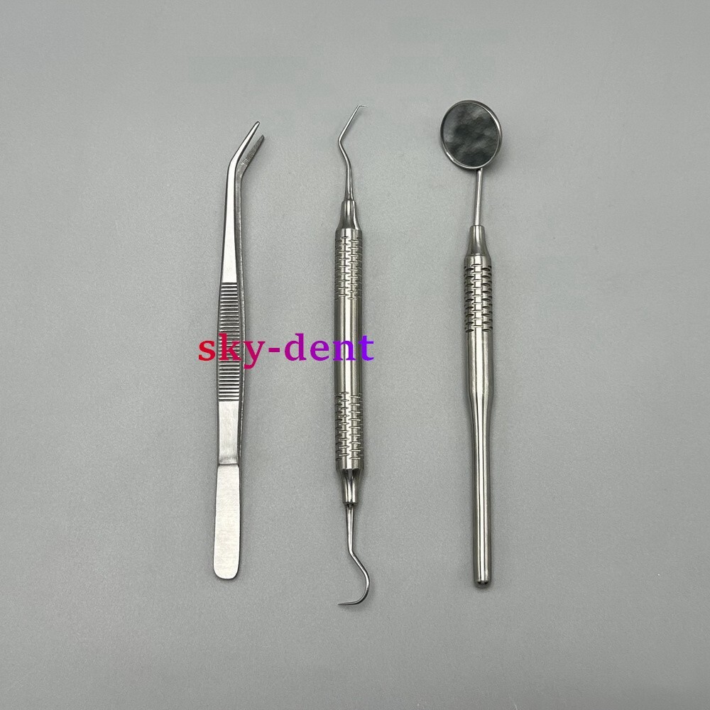 1/10 Kits Basic Dental Instruments Set Mouth Mirror Explorer Cotton Plain Plier