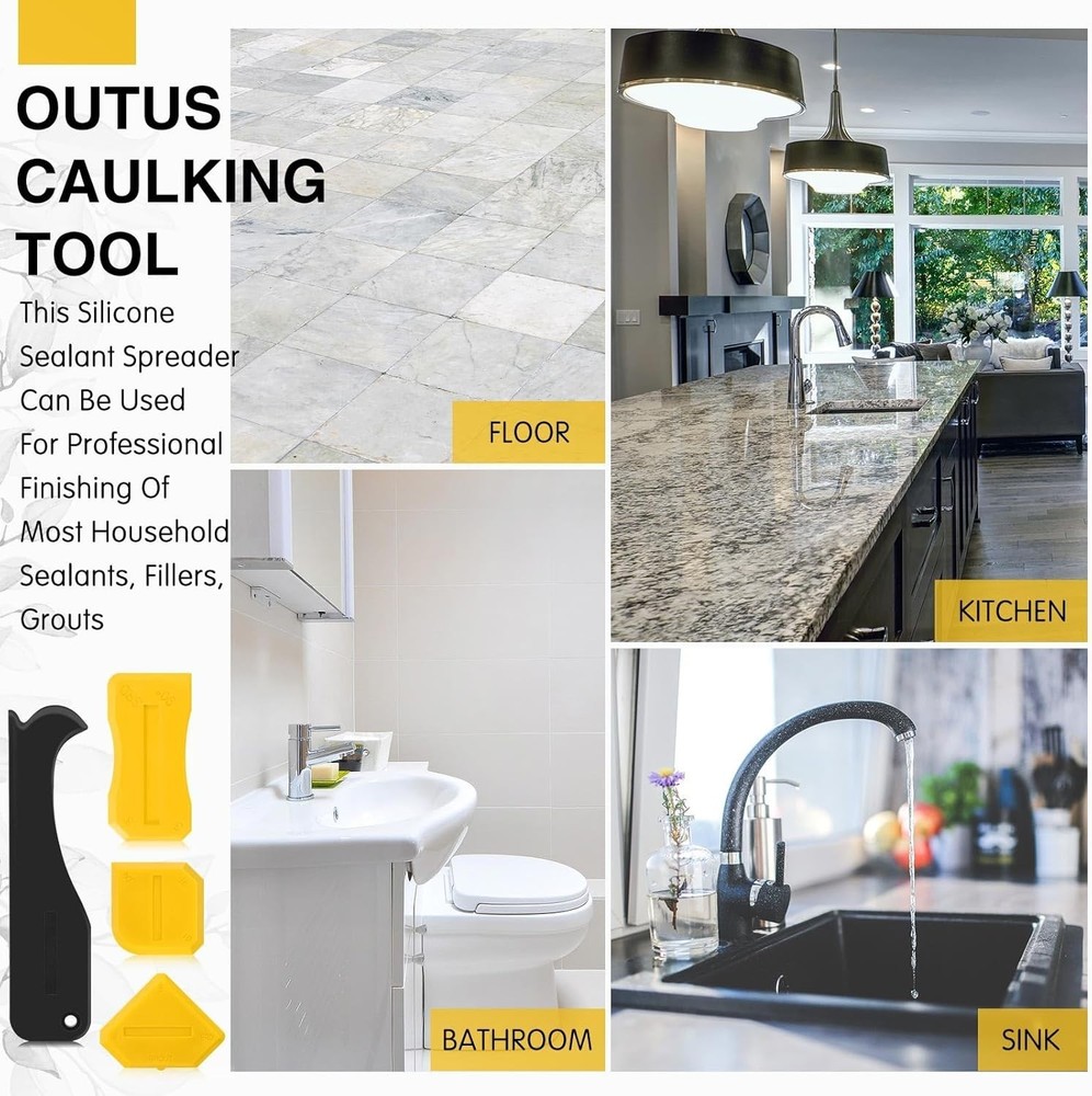 Versatile 4-Piece Silicone Caulking Tool Kit for Kitchen and Bathroom Sealing