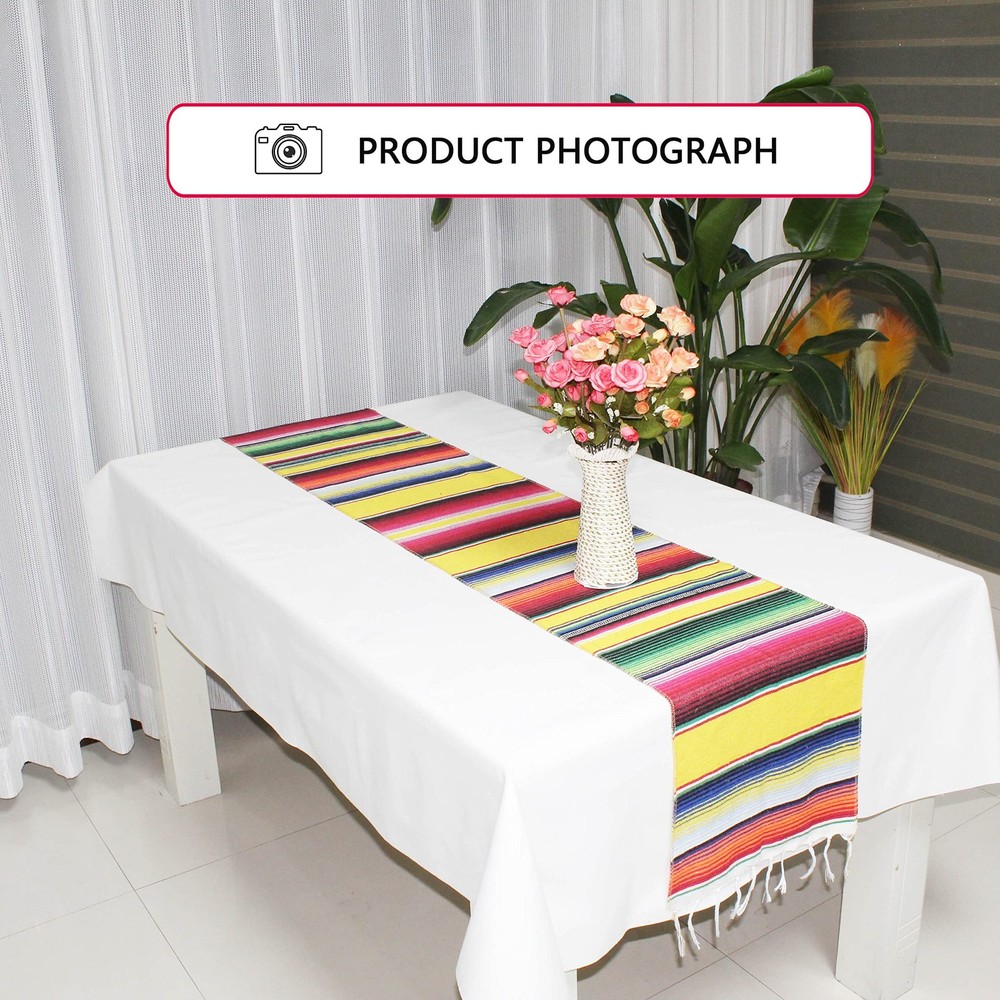 6 Pack Mexican Table Runners 14” x 84” Rainbow Colors Large Boho Mexican Them...