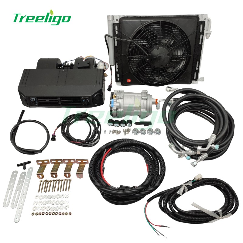 12V w/ Cooling Function Air Conditioner Set Underdash Electric Car A/C Auto Kit