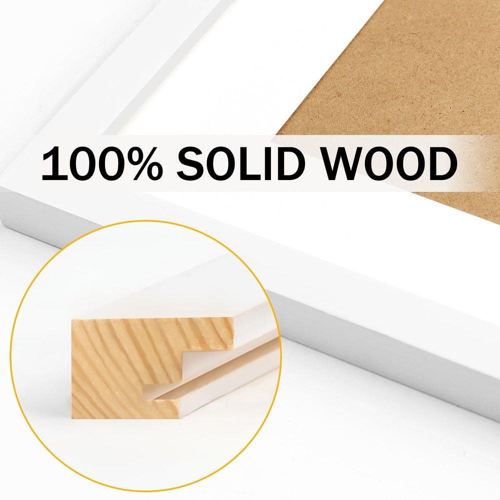 Picture Frames 8x8 White Nature Solid Wood 2 Pack for Wall Mount and Tabletop...