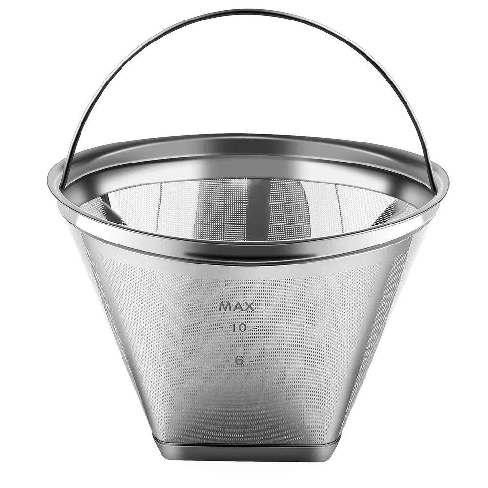 Reusable 4 Cone Shape Coffee Filter Permanent 6-10 Cup Stainless Steel Coffee...