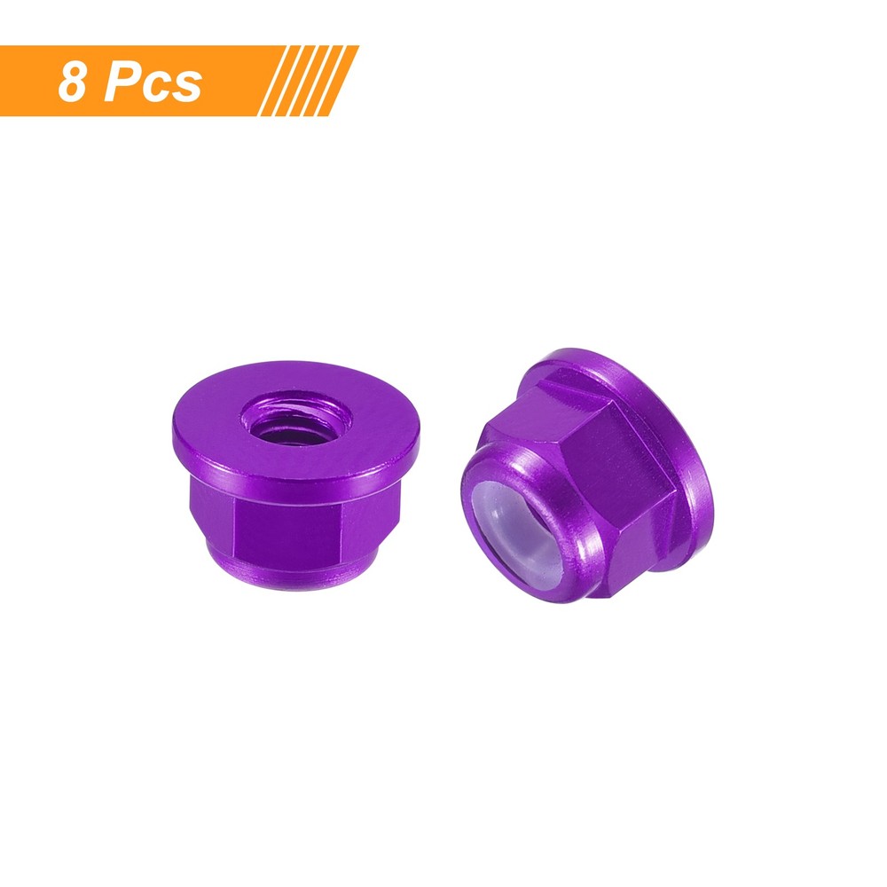 Nylon Insert Hex Lock Nuts, 8pcs - M3x0.5mm Self-Locking Nut(Purple)