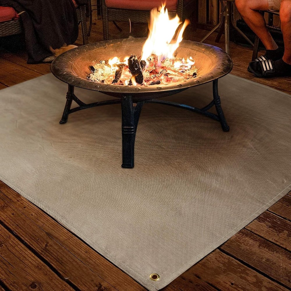Fire Pit Mat - 37.8x39.4in Fireproof Blanket for Under Pit, Camel