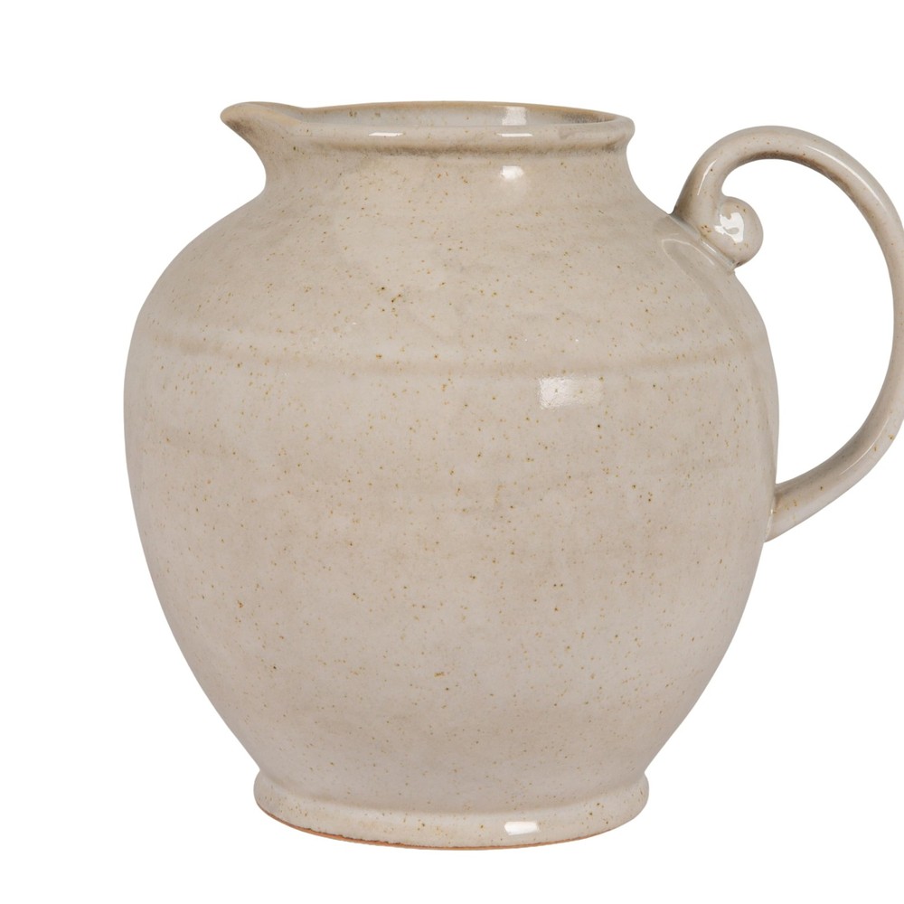 Stoneware Pitcher with Reactive Glaze, Cream