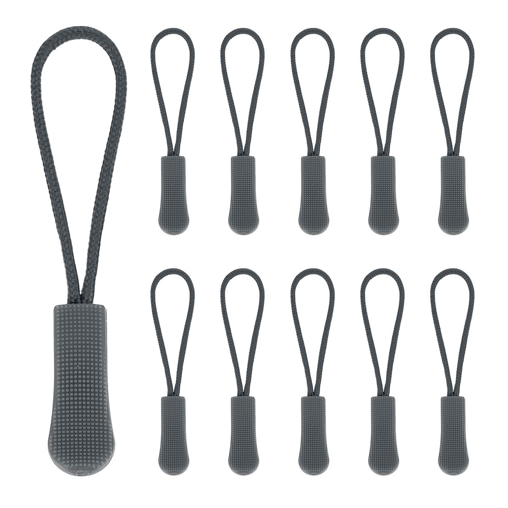 2.6" Zipper Pulls Replacement, 50 Pcs Nylon Cord Extension, Dark Gray
