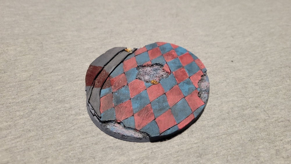 Custom 120mm Oval Base - Harlequin Pattern/Theme - Tabletop - Miniatures