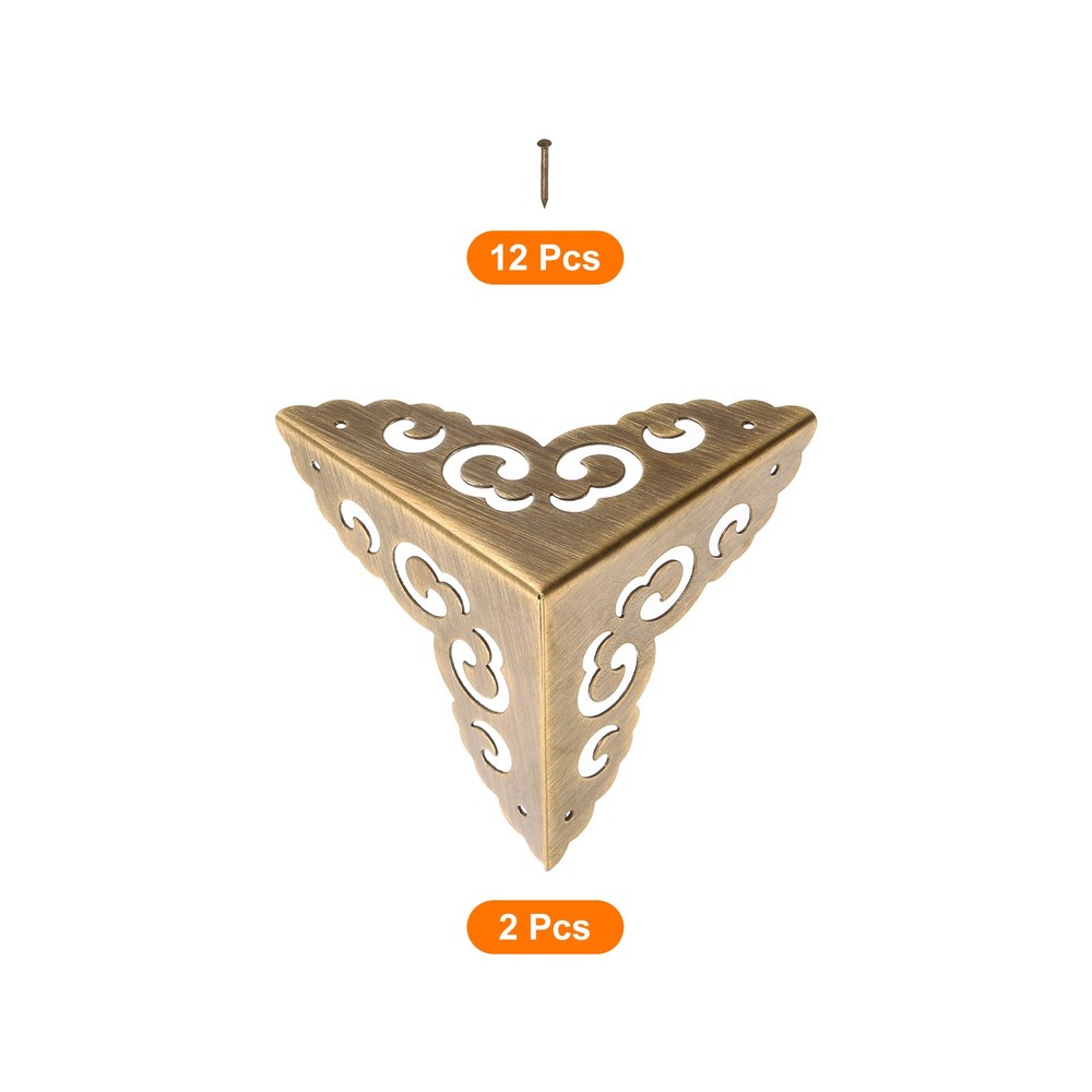 2 Pcs 65mm Decorative Box Corner Cover, Corner Protector, Bronze