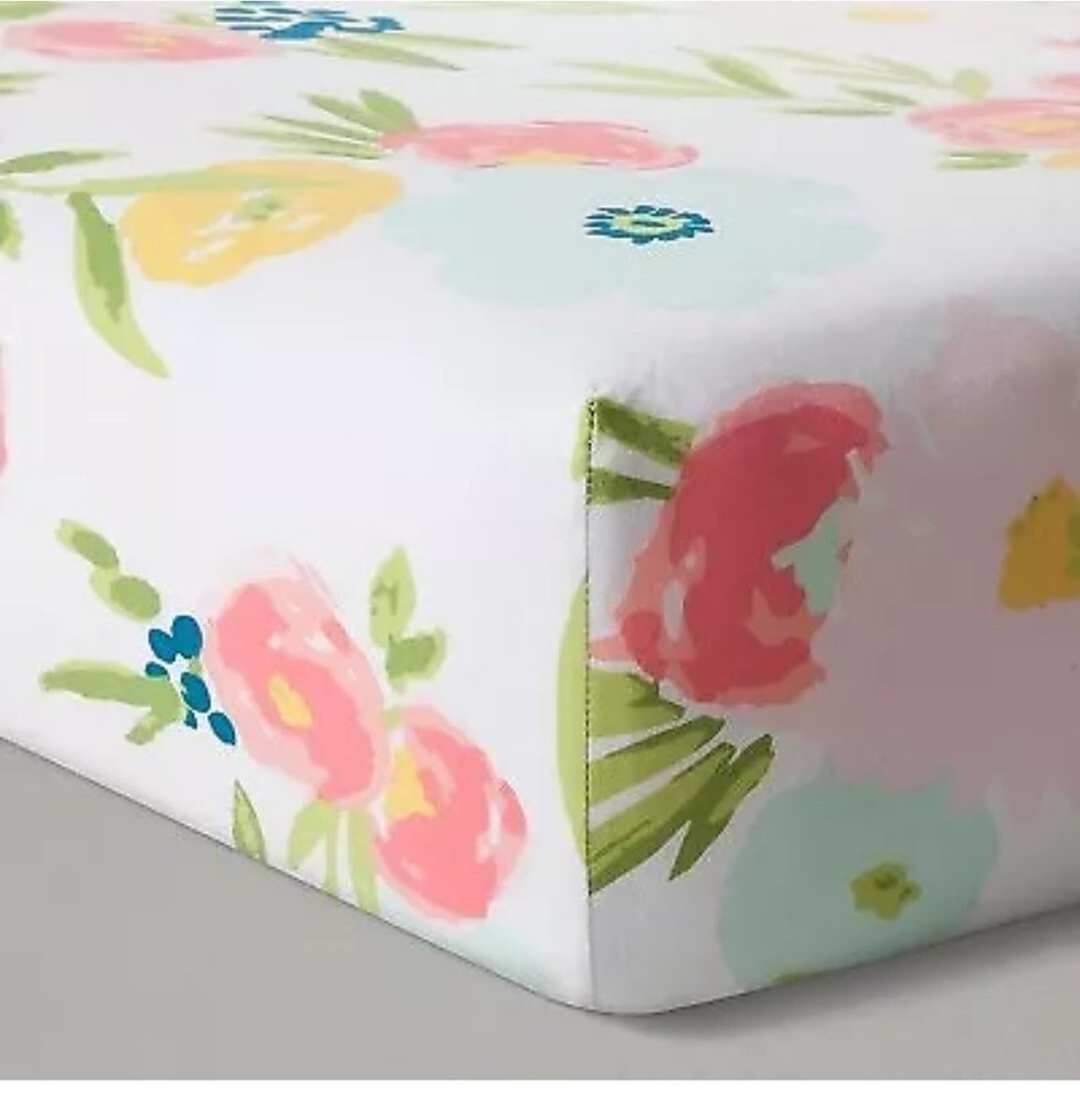 Crib Bedding Set Floral Fields 4pc - Cloud Island Pink/Mint New I Original Packg