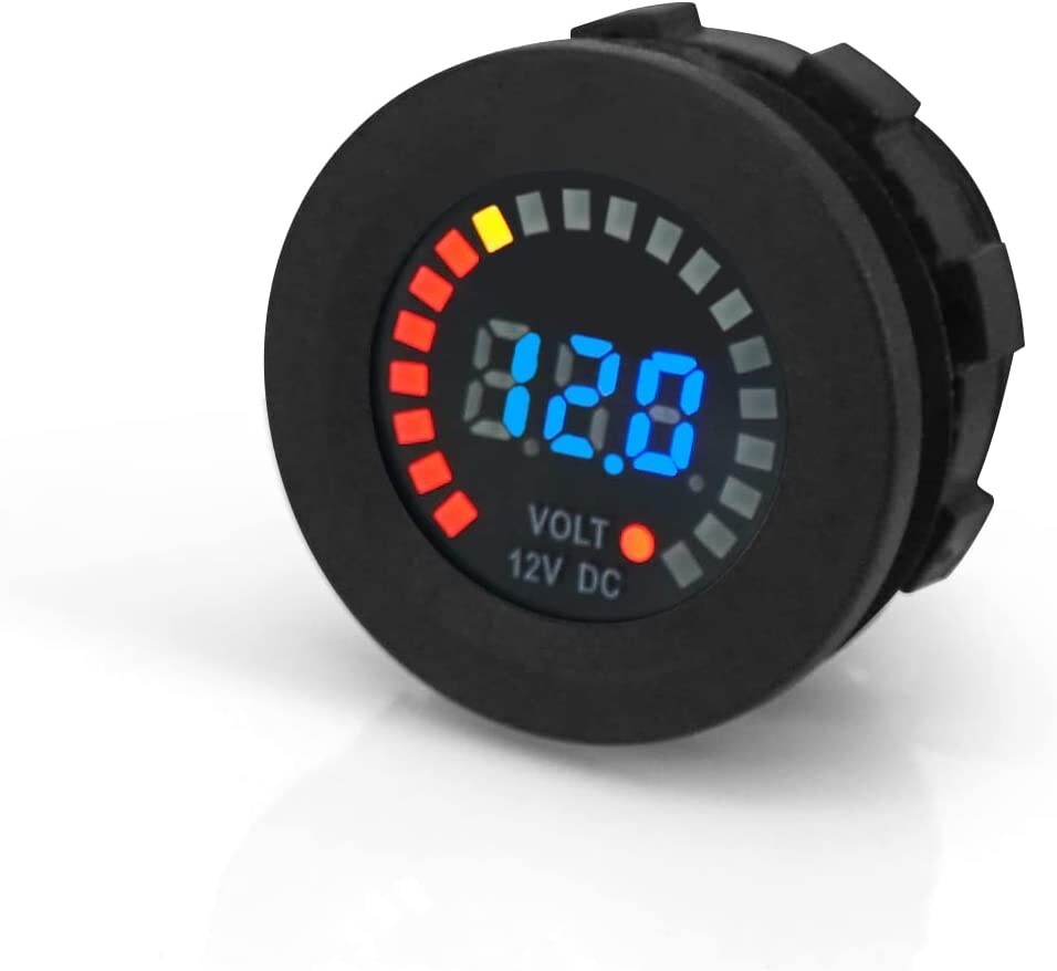 12V DC Voltmeter Color LED Digital Display Waterproof Volt Meter Voltage Meter