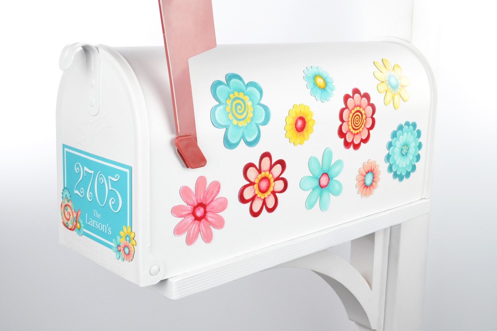 Mailbox Magnet Partial Cover Boho Flowers Set of 10 Assorted Styles Personalized