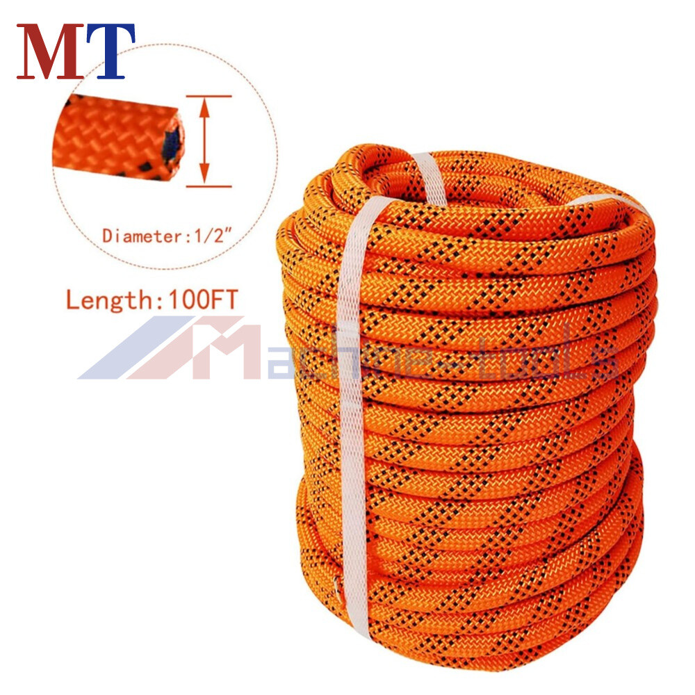 1/2" × 100' Bull Rope Breaking Strength 6180Lbs Double Braid Polyester Rope