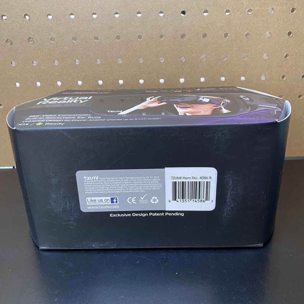 Dream Vision VR Virtual Reality 360 Smartphone Headset Earbuds iOS Android Black
