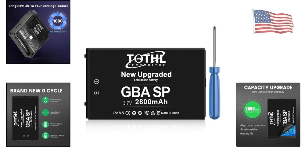 Efficient 2800mAh Lithium-ion Battery for Gameboy Advance SP - Includes Tools
