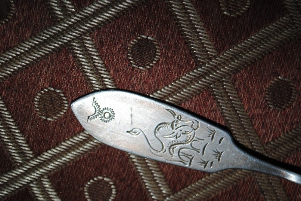 Antique vintage silver spoon-drawing BULL.925 SILVER