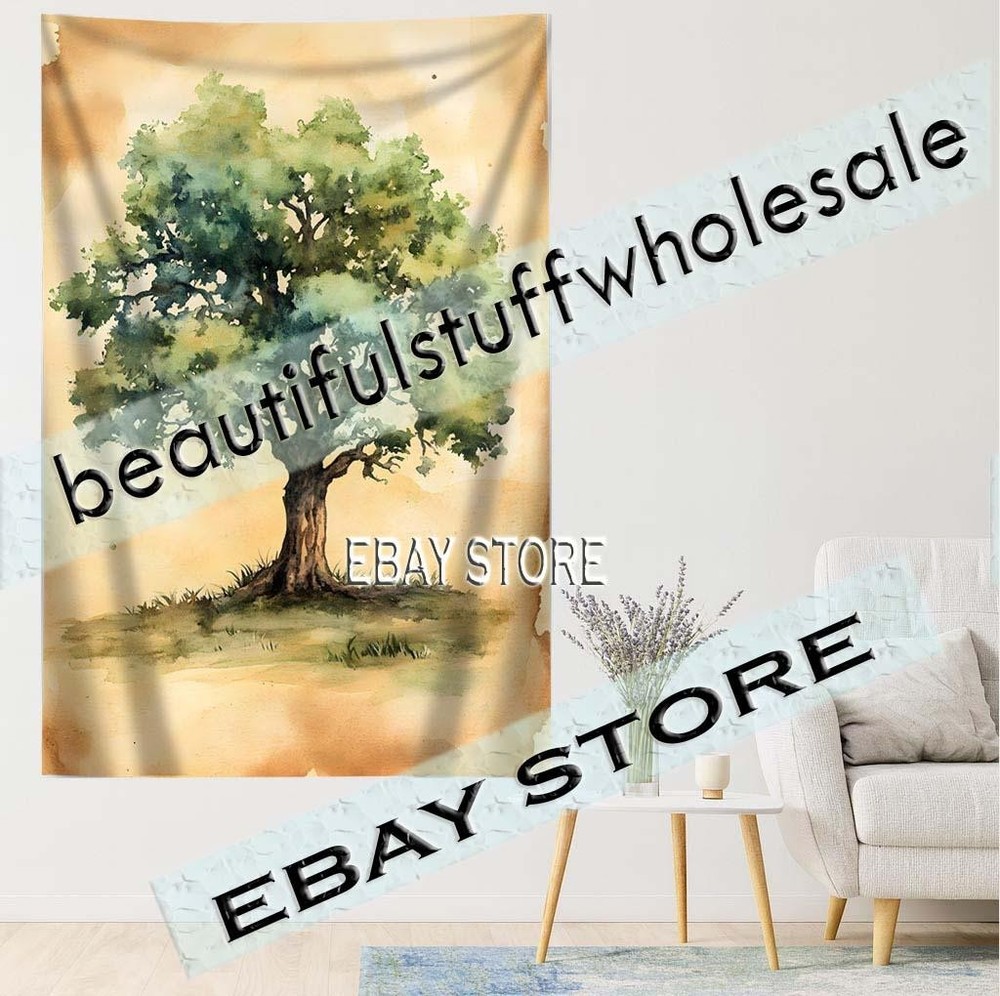 Single Tree Tapestry Nature Study minimal forest art backdrop 59X82 in