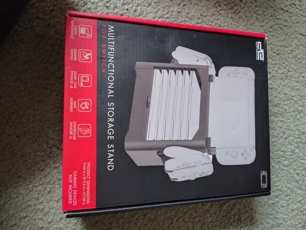 Nintendo Switch Storage Tower Stand | Game Disk Rack & Controller Holder - Black