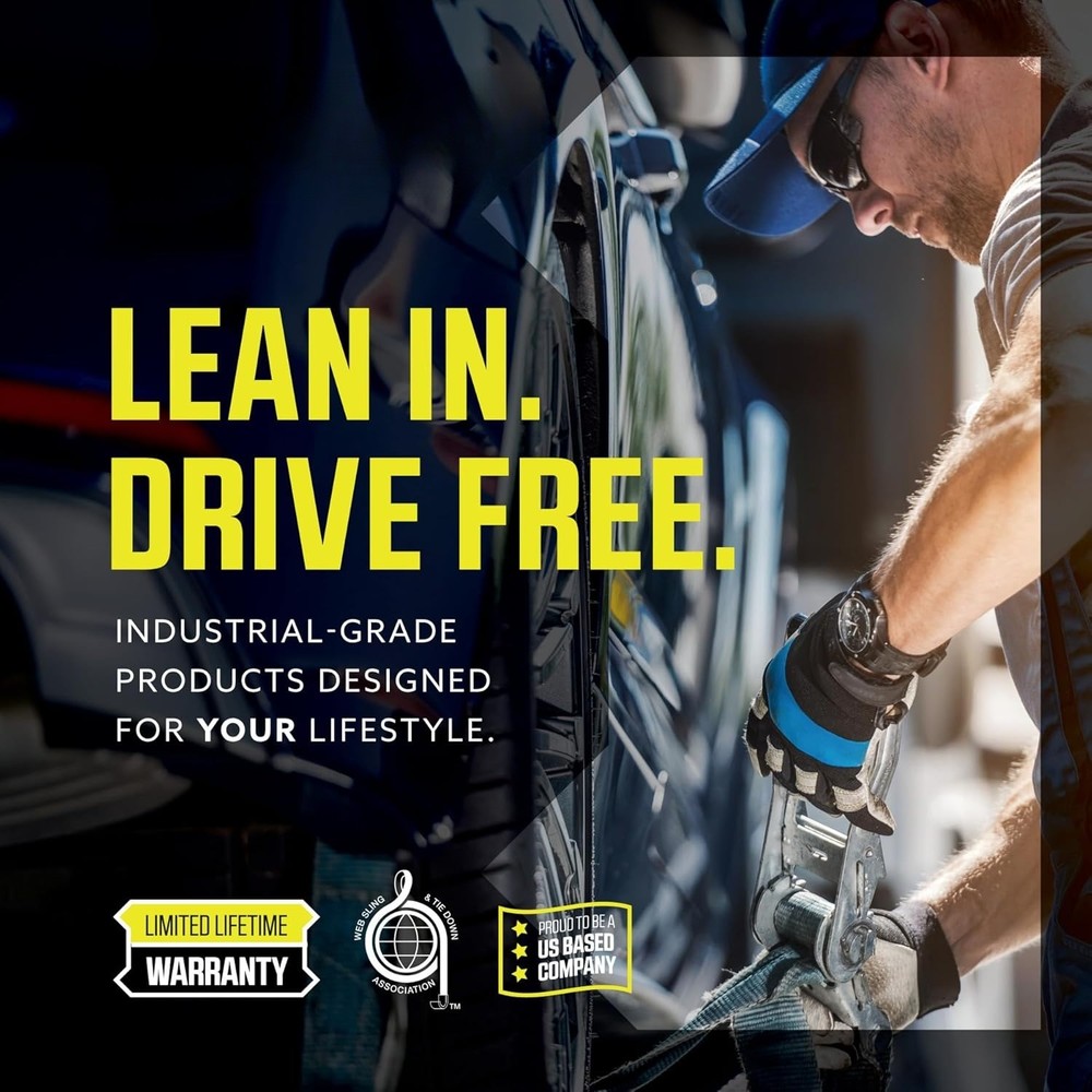 Automatic Retractable Ratchet Strap (2-Pack) 1" x 10', Heavy-Duty Design