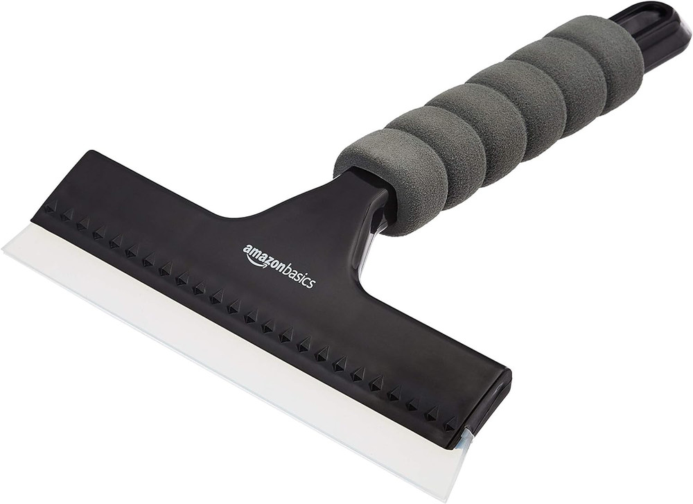 Window Squeegee with Handle for Car Windows, Glass, Mirror, Black
