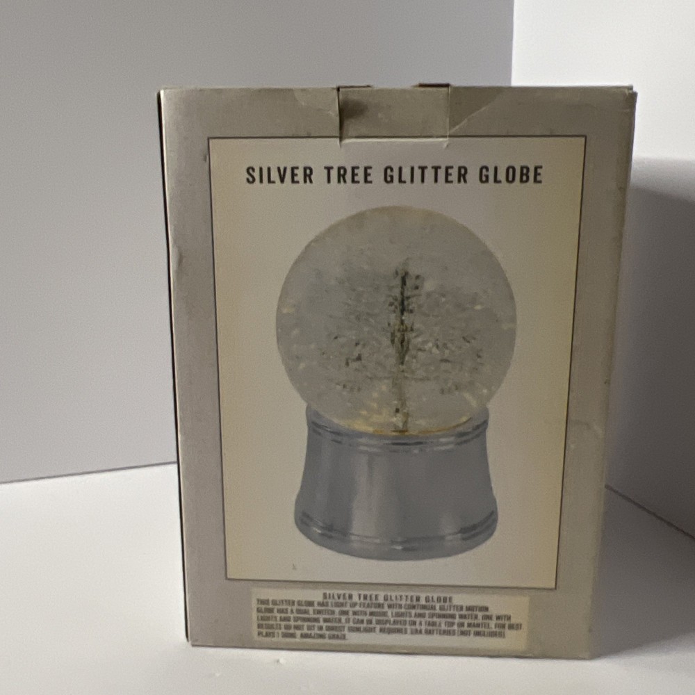 Silver Tree Glitter Globe