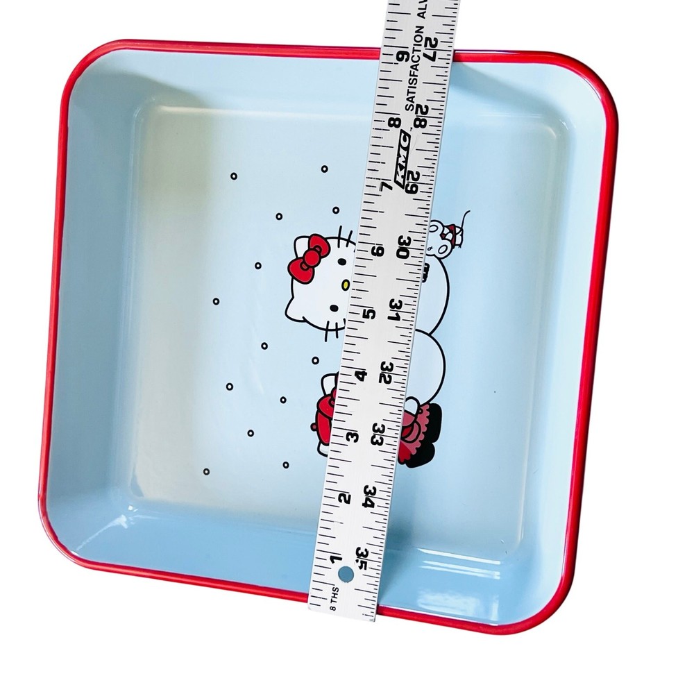 Hello Kitty Square Baking Pan 9" Christmas Snowman Ceramic Casserole Bakeware