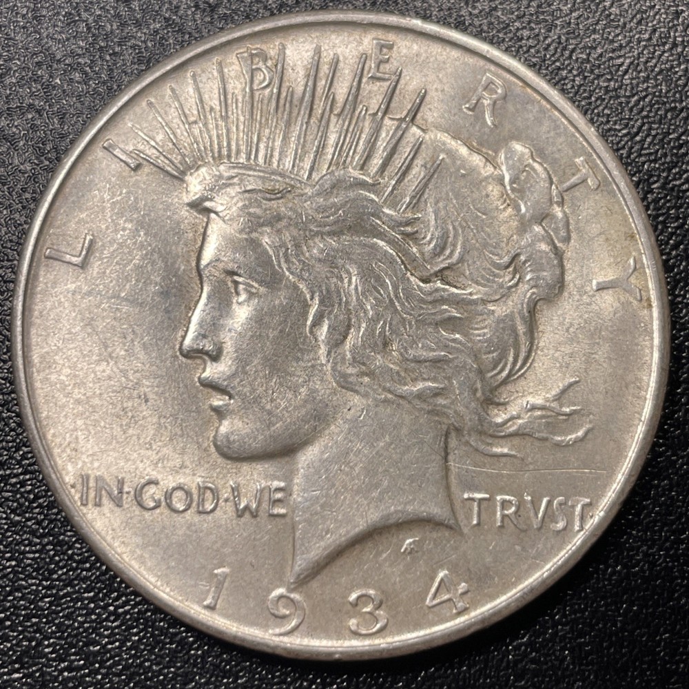 1934 D Peace Silver Dollar $1 Uncirculated Details Scratch