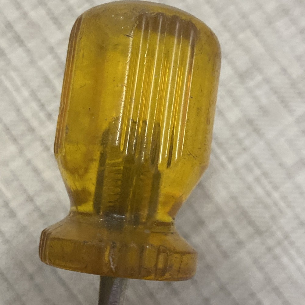 VINTAGE Westcraft Stubby Flathead Screwdriver Tool - Small Yellow Handle Flat 3”