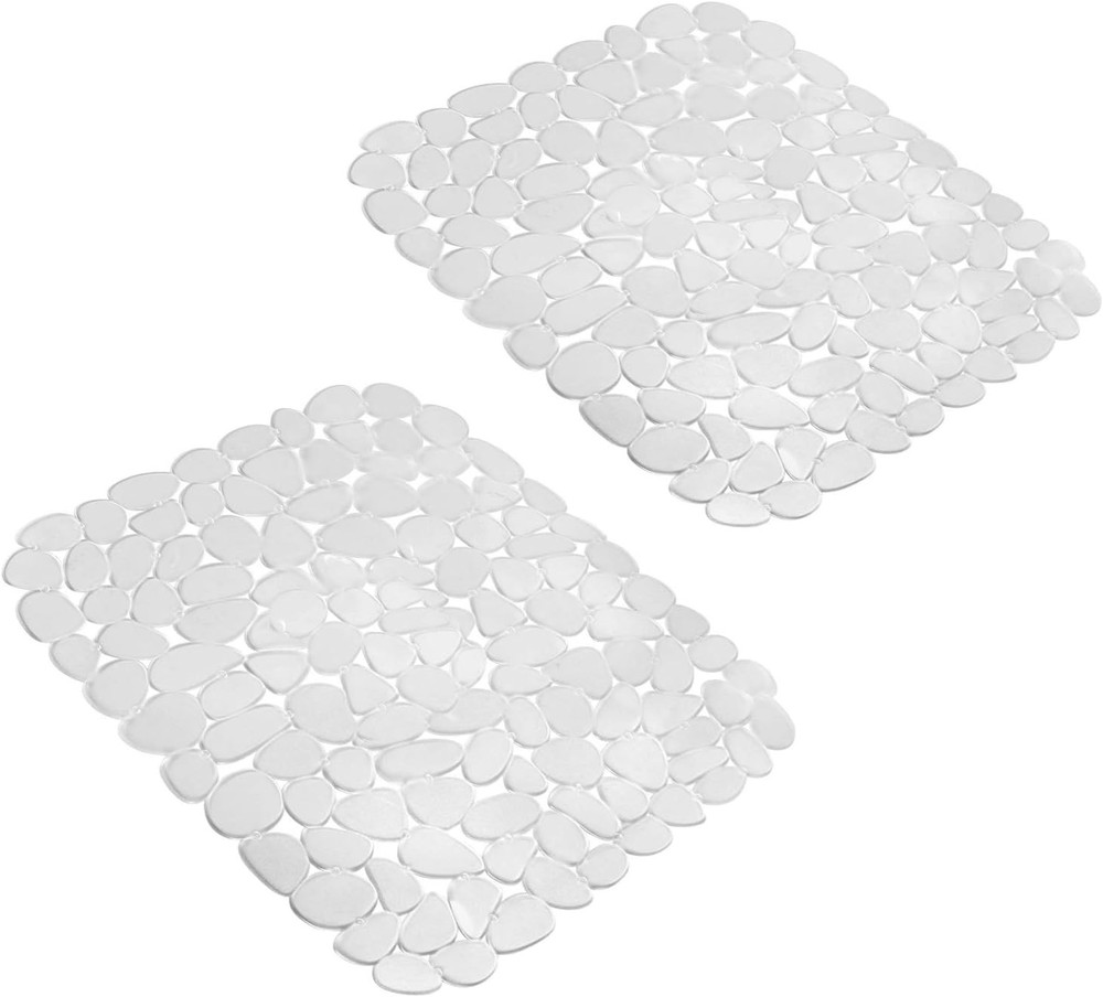 Sink Mat, 2Pcs Adjustable PVC Clear Pebble Protector for 40*30cm,