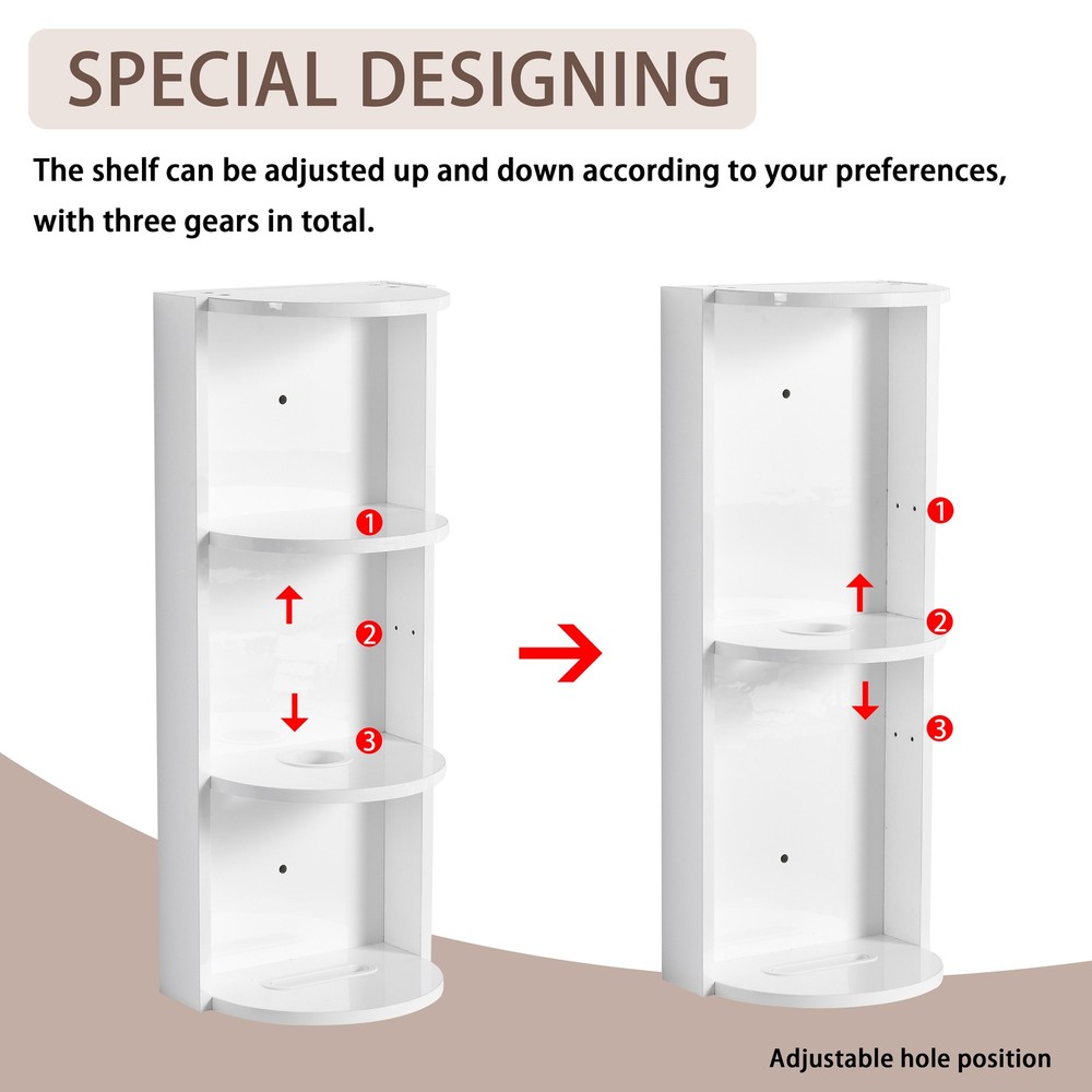 12" Bathroom Wall-Mounted Storage Rack, Float Mounting Design,(KD-Packing)