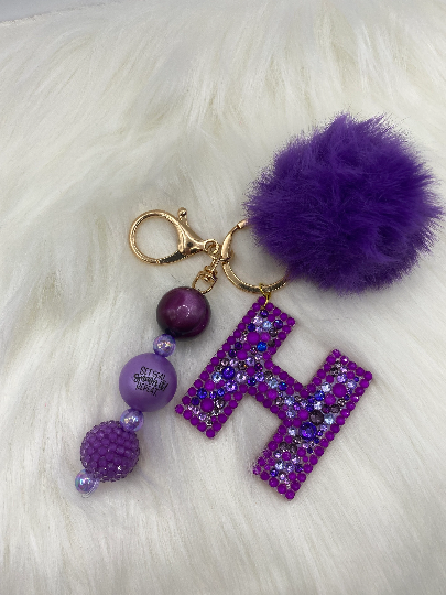 Monogram Letter Bubble Gum Bead Keychains