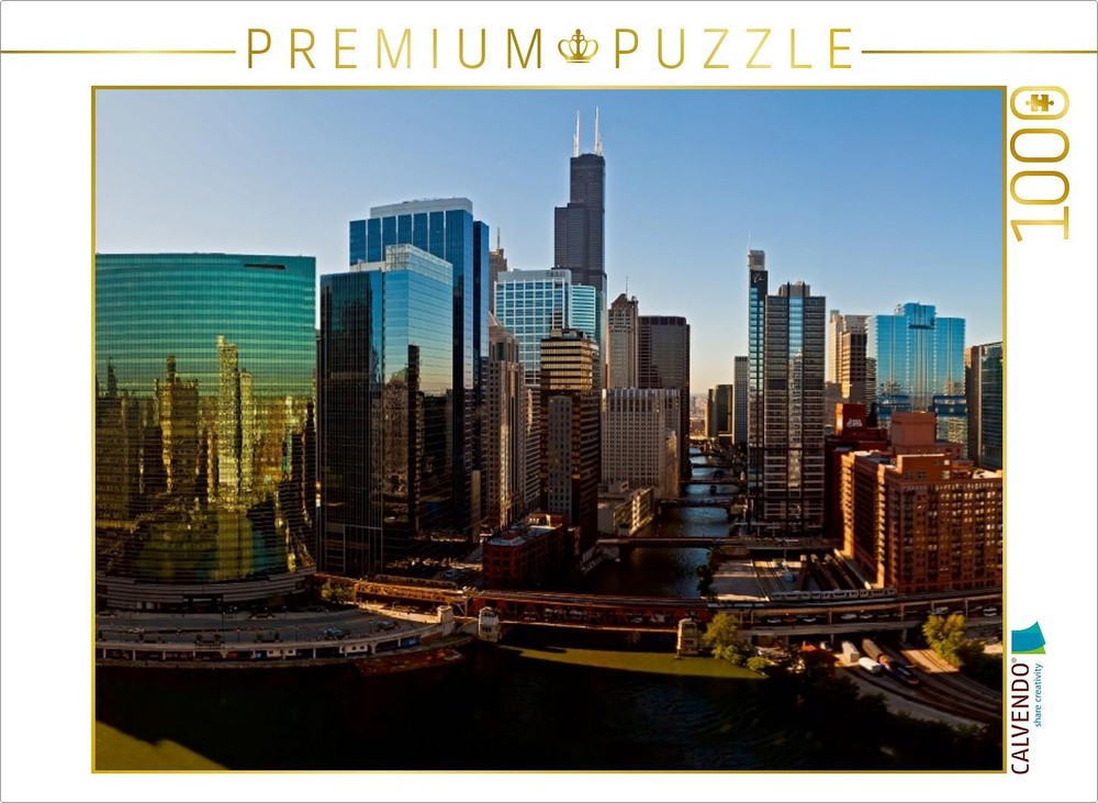 CALVENDO Puzzle Upper Wacker Drive mit Chicago River 1000 Teile Puzzle quer | 10
