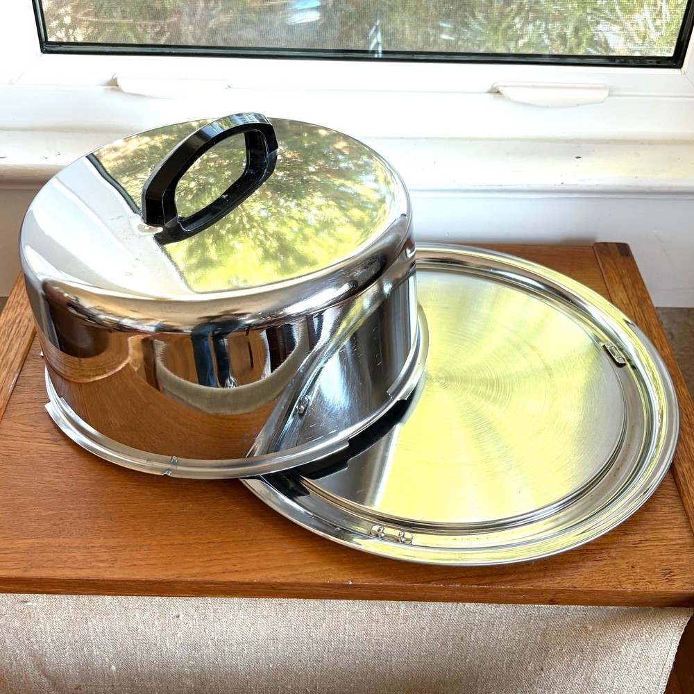 Vintage Everedy Co. Chrome Serving Dome with Locking Tray, MCM Covered Platter