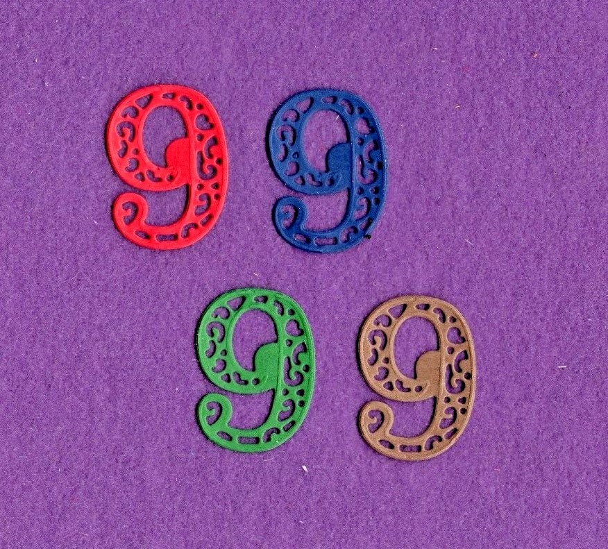 NUMBERS  nine (9) die cuts scrapbook cards