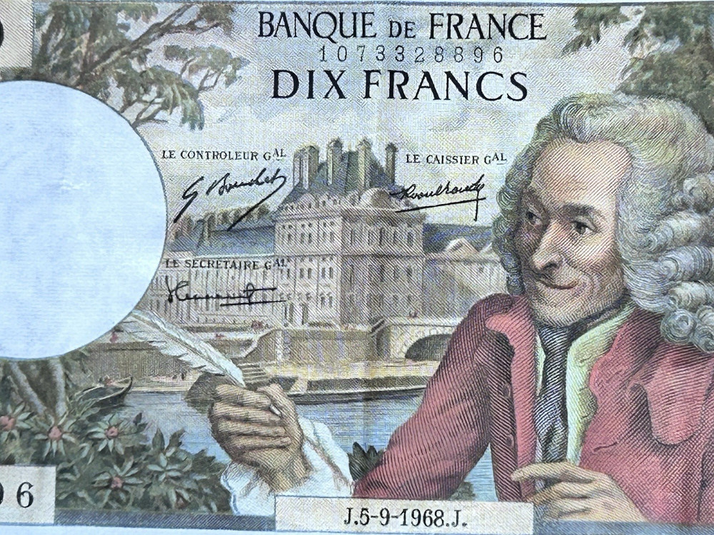 1968 Banque De Francs Dix Francs. Original. Circulated