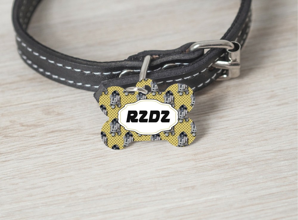 Pet ID Tag Sci Fi R2D2 Personalized Custom Double Sided Pet Tag name & Number