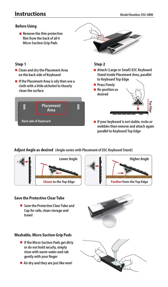 ESC Keyboard Stand 2 Sizes Fixed Tilt Ergonomic Riser for Compact & Full Keyb...