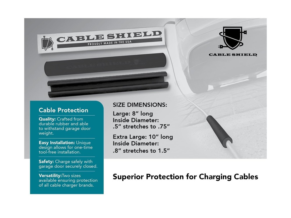 Cable Shield-EV Cable Protector-Garage Door Pass Through-US Made- Providing D...