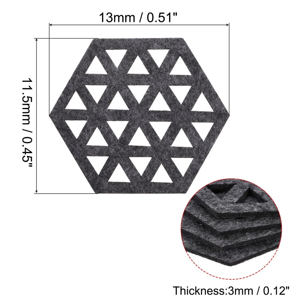 Felt Coasters 4pcs Hexagonal Tampons Coasters Grey