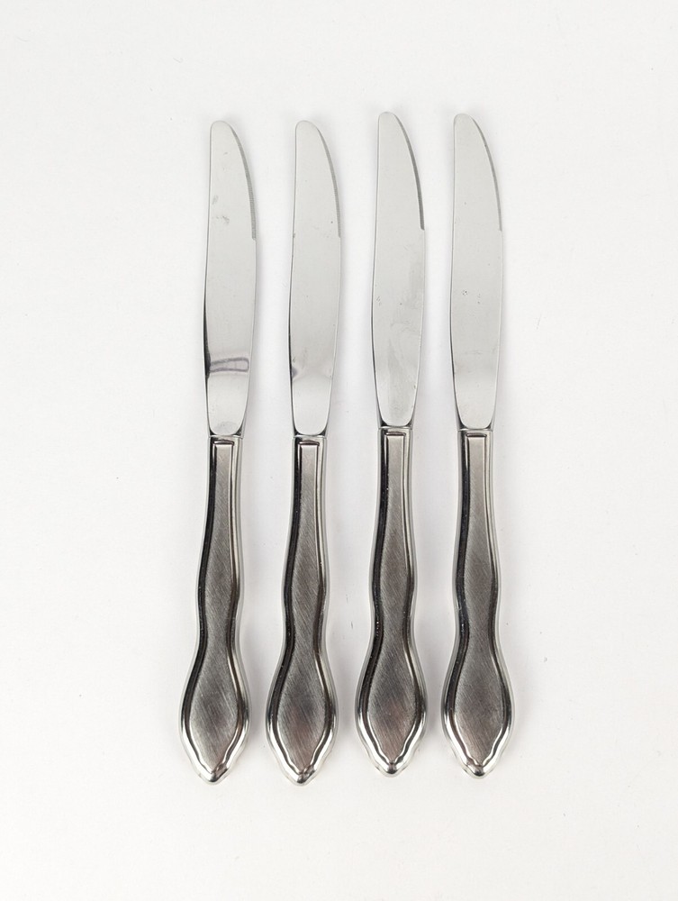 4 Pc Oneida Rogers TWILIGHT Modern Knife 6-1/4" Burnished Stainless Flatware