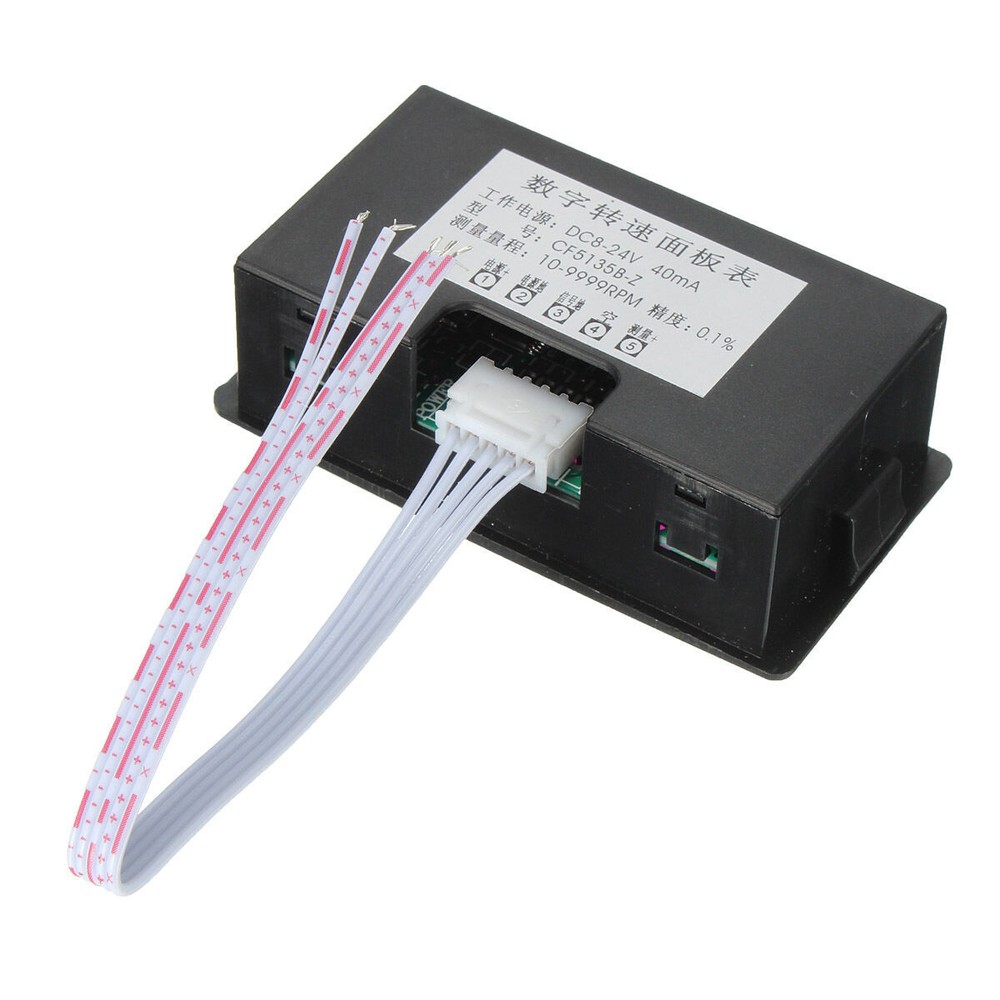 Hall Proximity Switch Sensor NPN + 4 Digital Red LED Tachometer RPM Speed Meter
