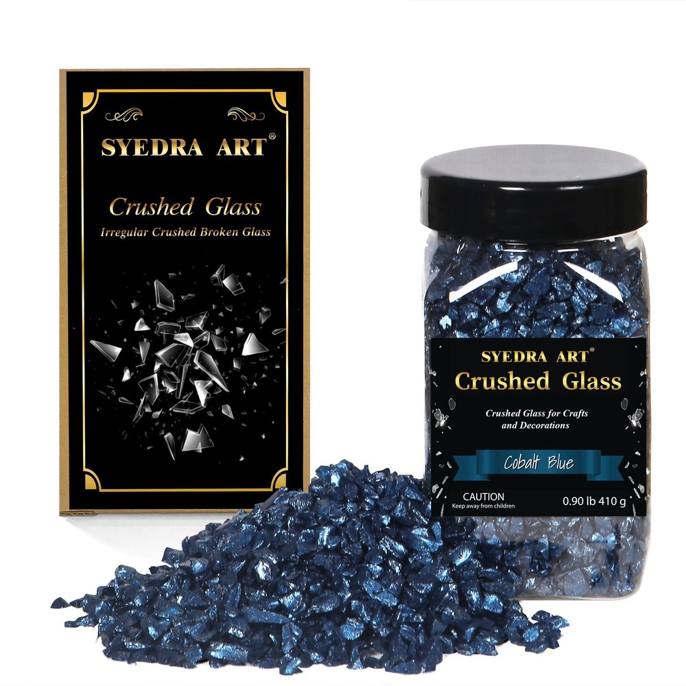 Syedra Crushed Glass for Crafts, Glitter Crushed High Luster Chips, Broken Gl...