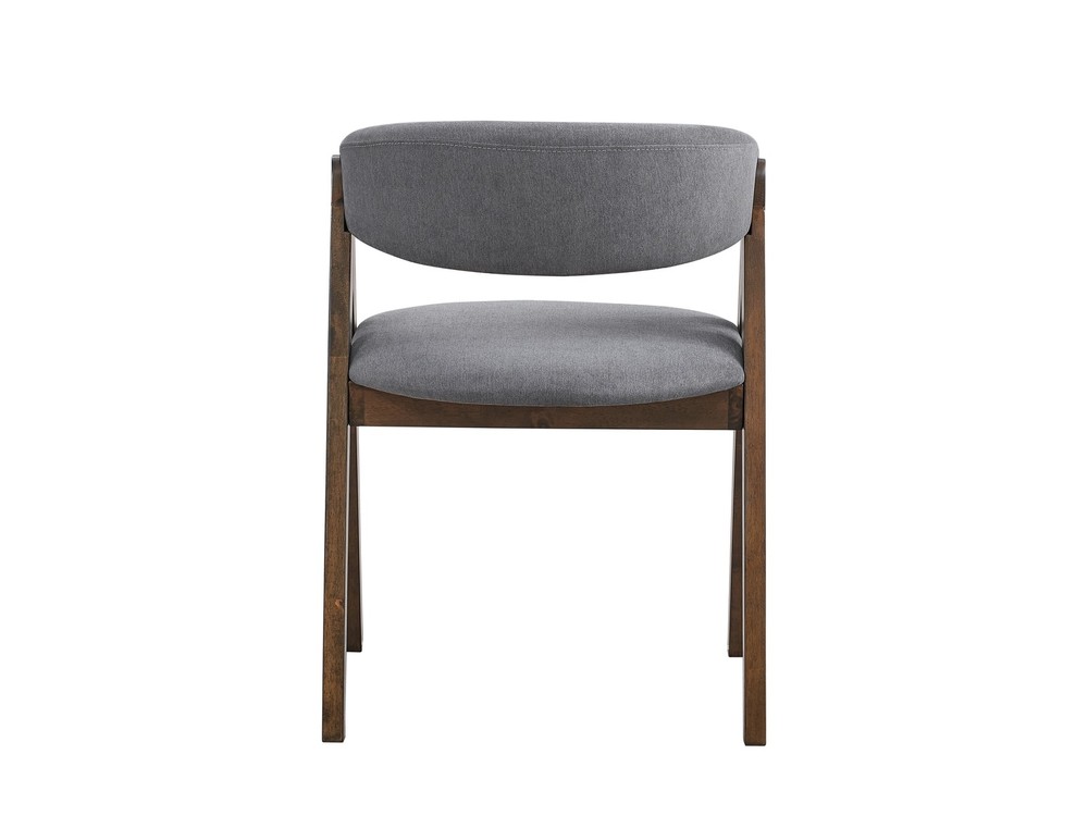 Keiki Gray Fabric & Walnut Finish Side Chair