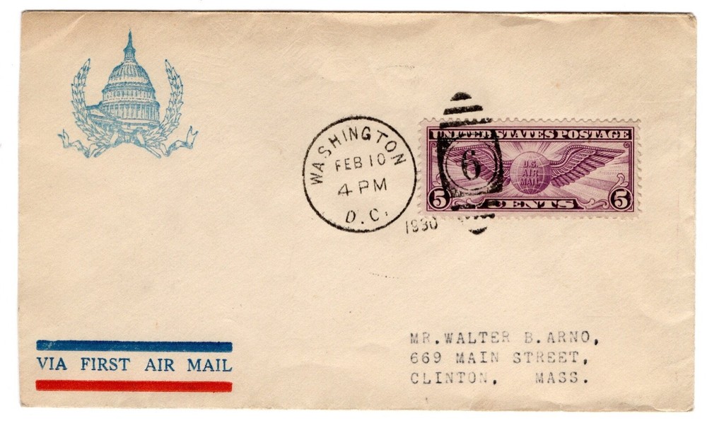 C12 Winged Globe 5c FDC 1930 Planty #7a Gorham