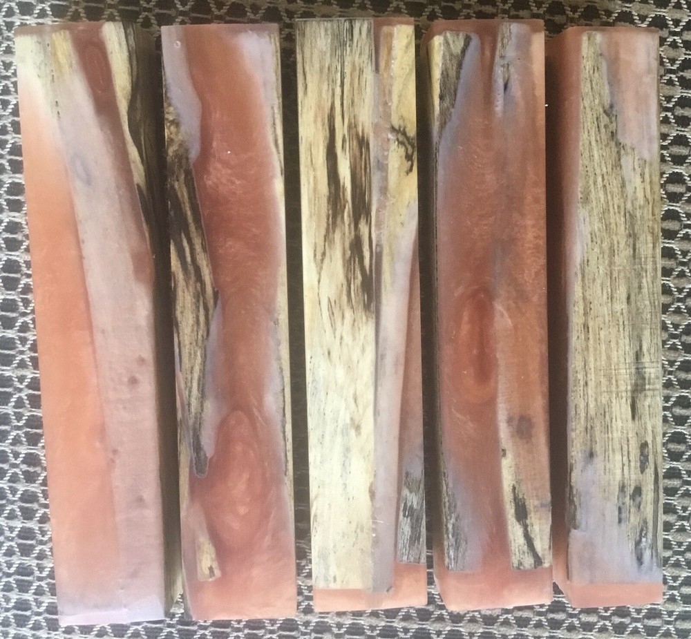 1 Pen Blank Hybrid Stabilized Spalted Hickory Epoxy Coffee