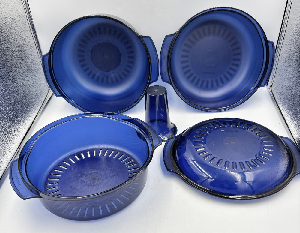 5 Pc Tupperware Microwave Stack Cooker #2193, #2196, #2195, #2210, #2192 - Blue