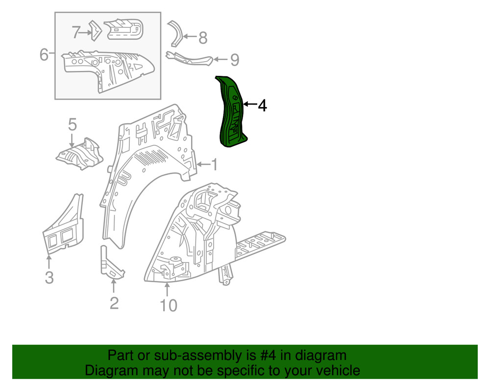 Genuine GM Passenger Side Quarter Inner Panel Brace 23440679